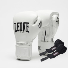 Боксерські рукавиці Leone GN111 THE GREATEST White 16 унцій (бинти 4 м. в комплекті)