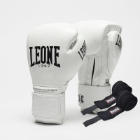 Боксерські рукавиці Leone GN111 THE GREATEST White 10 унцій (бинти 4 м. в комплекті)