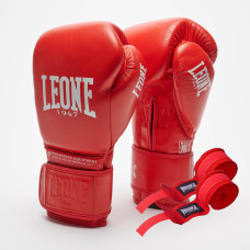 Боксерські рукавиці Leone GN111 THE GREATEST Red 14 унцій (бинти 4 м. в комплекті)
