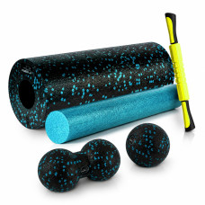 Масажний набір PowerPlay PP_4015 EPP Foam Roller Set 4in1 (2-ва роли + 2-ва м'ячі) Чорно-бірюзовий