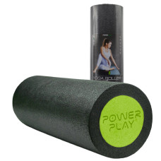 Масажний ролик (роллер) гладкий PowerPlay 4021 Fitness Roller Чорно-зелений (45x15см.)