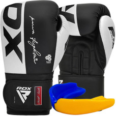 Боксерські рукавиці RDX F4 Boxing Sparring Gloves Hook&Loop WHITE/BLACK 10 унцій (капа у комплекті)