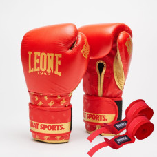 Боксерські рукавиці Leone GN220 DNA Red 12 унцій (бинти 4 м. в комплекті)