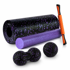 Масажний набір PowerPlay PP_4015 EPP Foam Roller Set 4in1 (2-ва роли + 2-ва м'ячі) Чорно-Фіолетовий