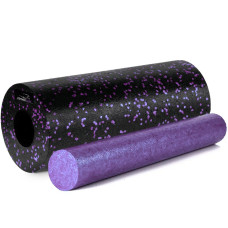 Масажний ролик (роллер) гладкий PowerPlay PP-4348 2 in 1 EPP Foam Roller Чорно/Фіолетовий (33x14см.)
