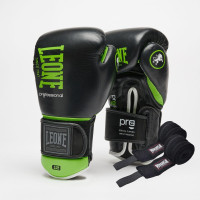 Боксерські рукавиці Leone GN115 PROFESSIONAL 2 Black 10 унцій (бинти 4 м. в комплекті)