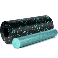 Масажний ролик (роллер) гладкий PowerPlay PP-4348 2 in 1 EPP Foam Roller Чорно/Блакитний (33x14см.)