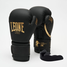 Боксерські рукавиці Leone GN059D Black/Gold 14 унцій (капу в комплекті)