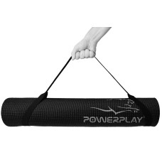 Килимок для йоги та фітнесу PowerPlay 4010 PVC Yoga Mat Чорний (173x61x0.6)